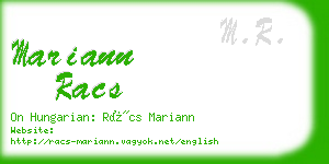 mariann racs business card